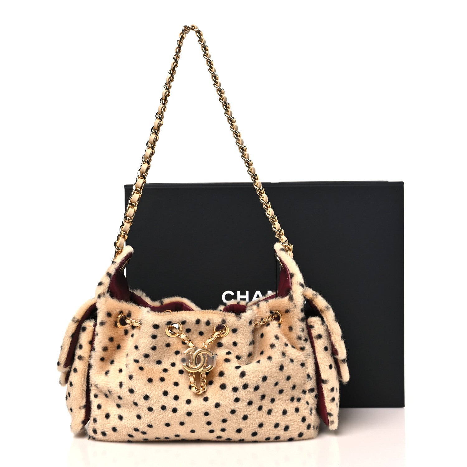Pony Hair Mini Chanel 25 Handbag Beige Black
