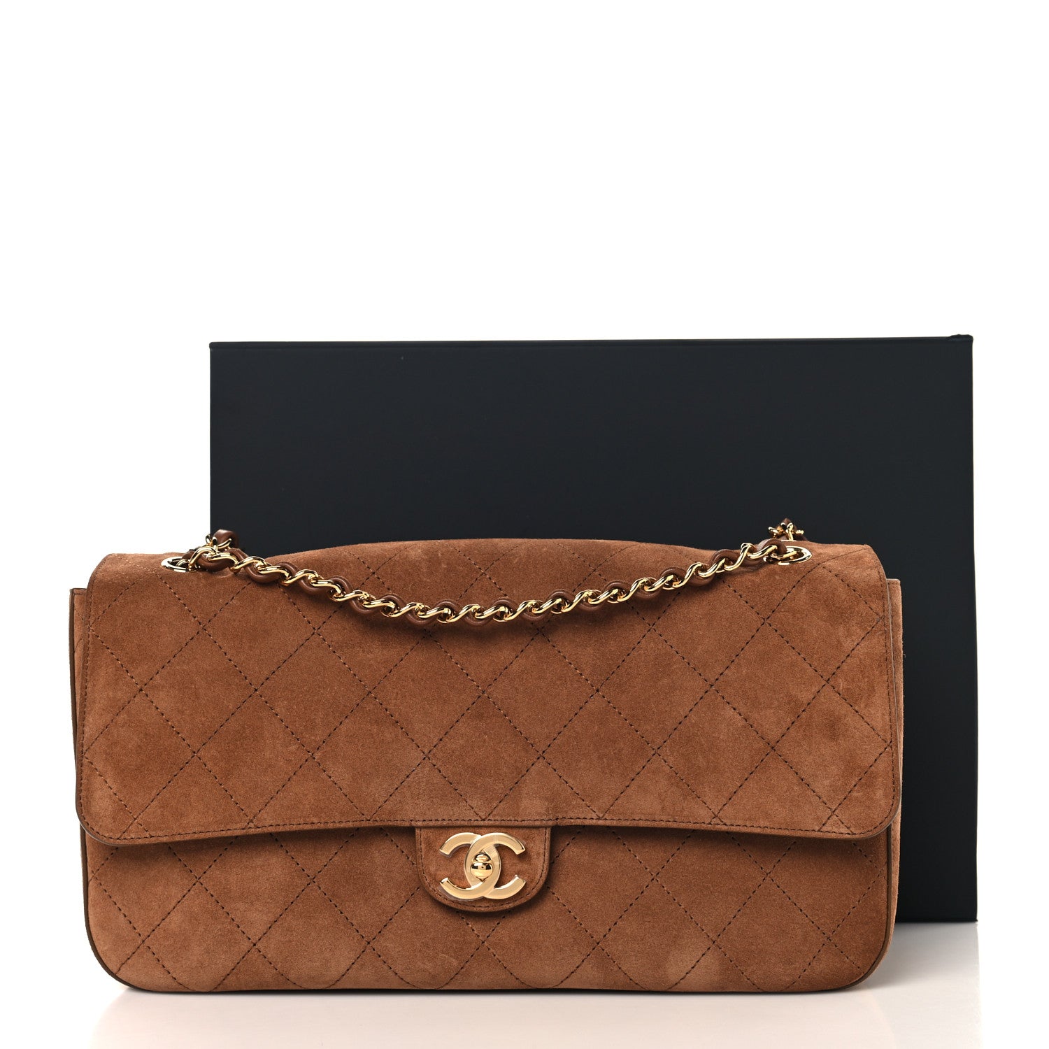 Suede Calfskin Small Souplissimo Maxi Flap Camel