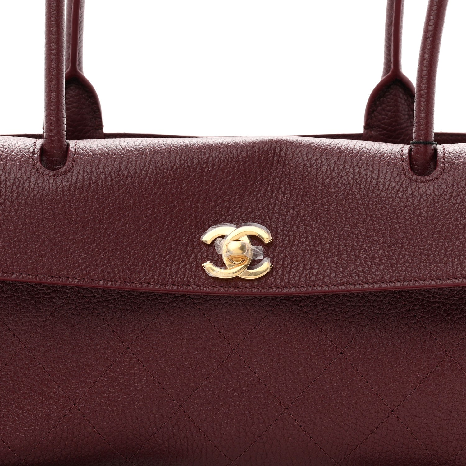 Grained Calfskin Stitched Urban Essentials Small Shopping Bag Burgundy