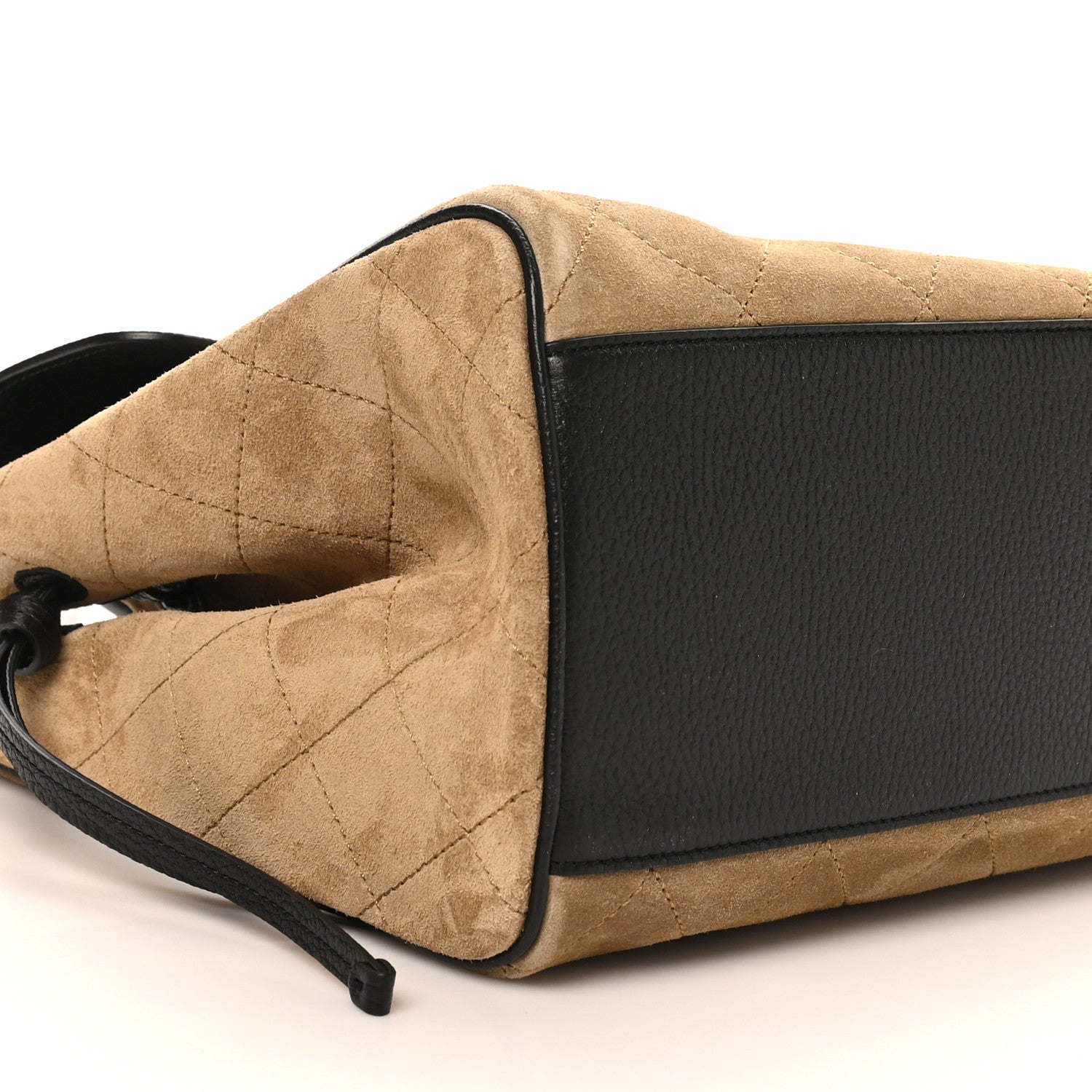 Grained Calfskin Suede Urban Essentials Large Shopping Bag Dark Beige Black