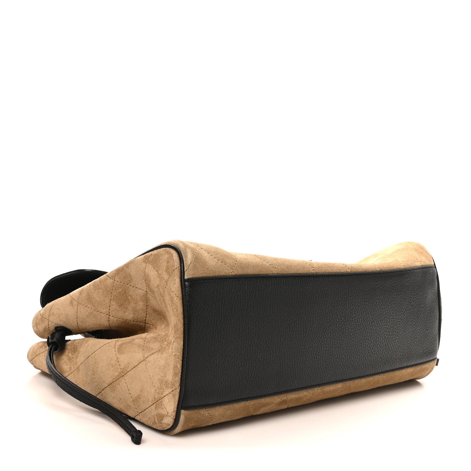 Grained Calfskin Suede Urban Essentials Large Shopping Bag Dark Beige Black