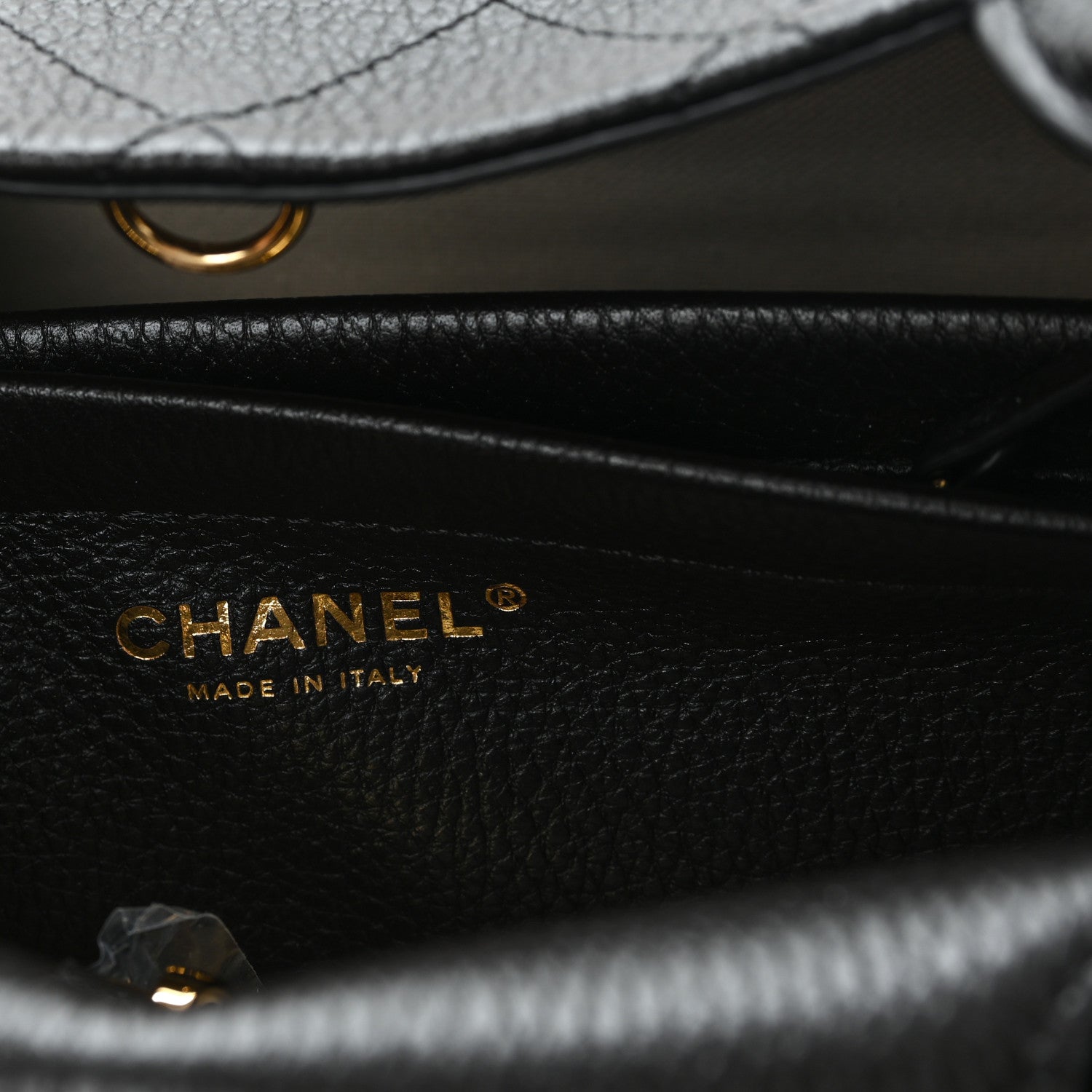 Grained Calfskin Stitched Urban Essentials Small Shopping Bag Black