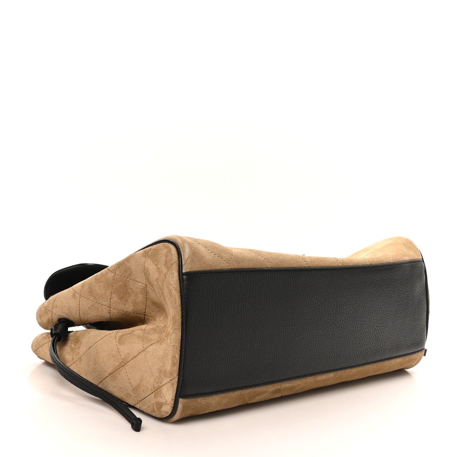 Grained Calfskin Suede Urban Essentials Large Shopping Bag Dark Beige Black