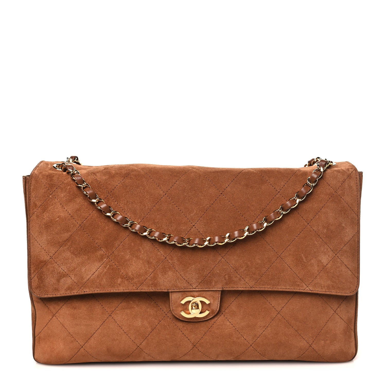 Suede Calfskin Souplissimo Maxi Flap Camel