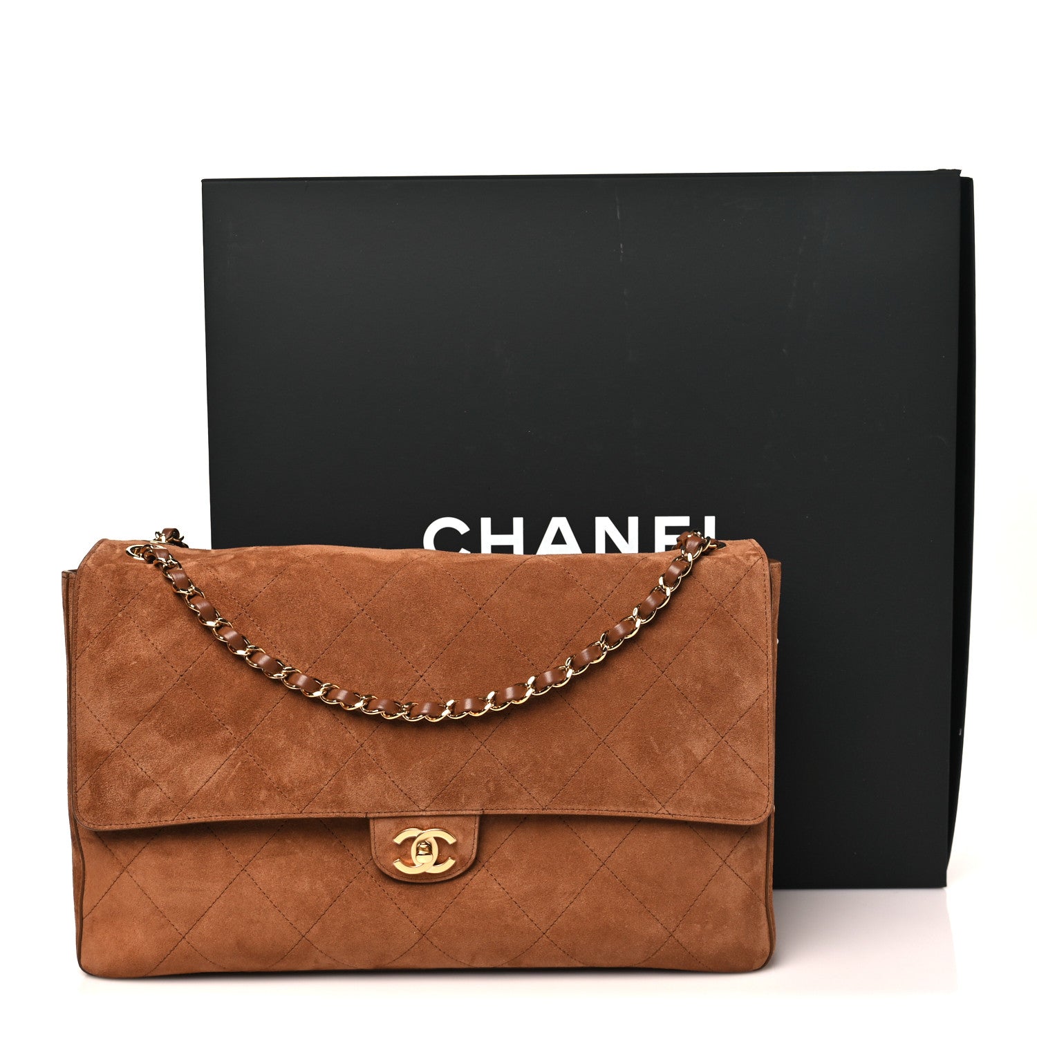 Suede Calfskin Souplissimo Maxi Flap Camel