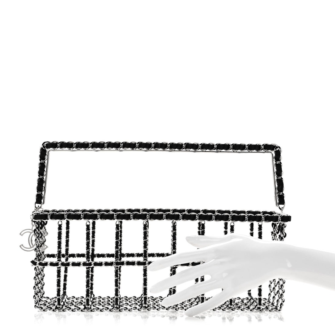 Brass Calfskin Grocery By Chanel Minaudiere Shopping Basket Silver