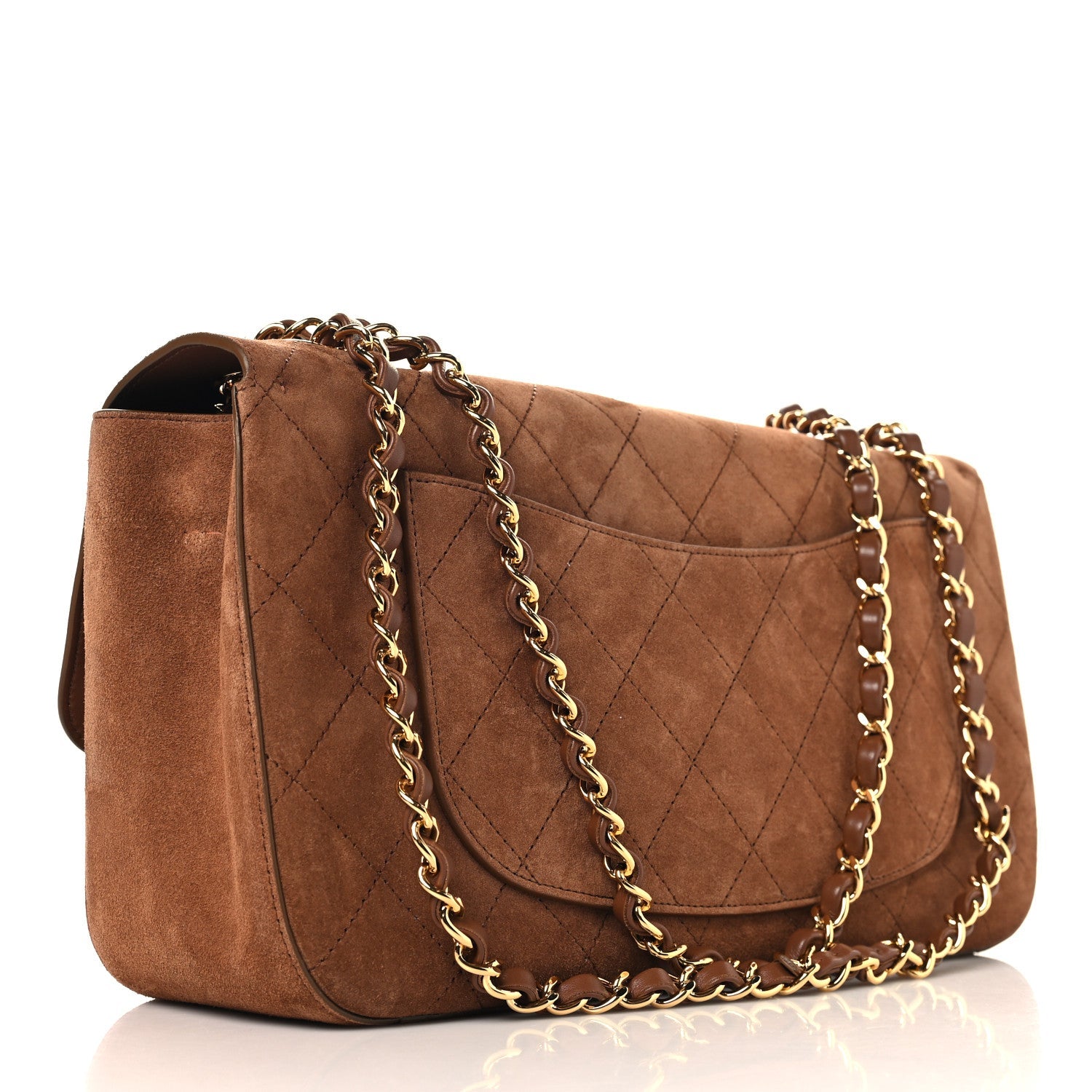 Suede Calfskin Small Souplissimo Maxi Flap Camel