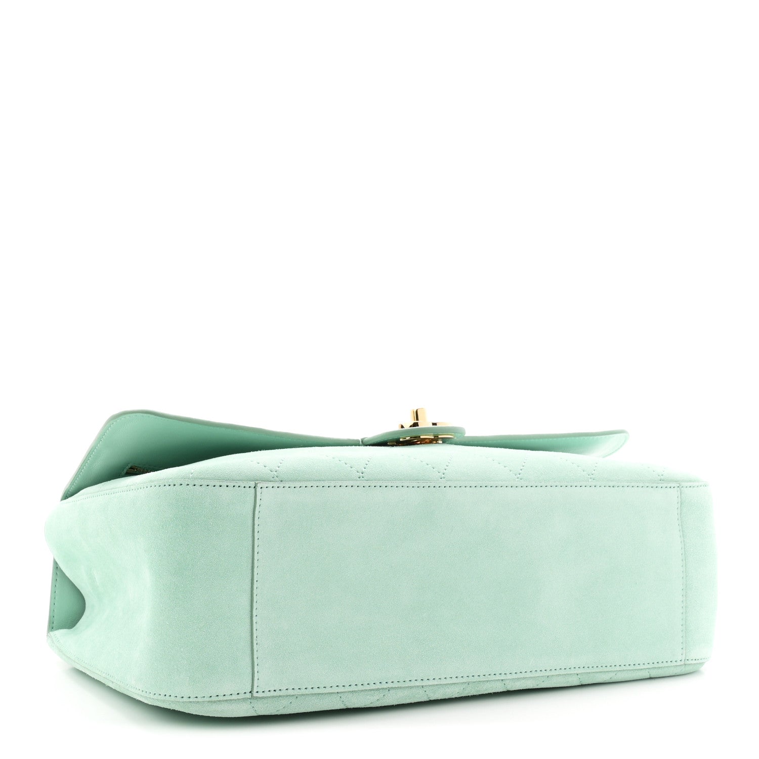 Suede Calfskin Small Souplissimo Maxi Flap Green