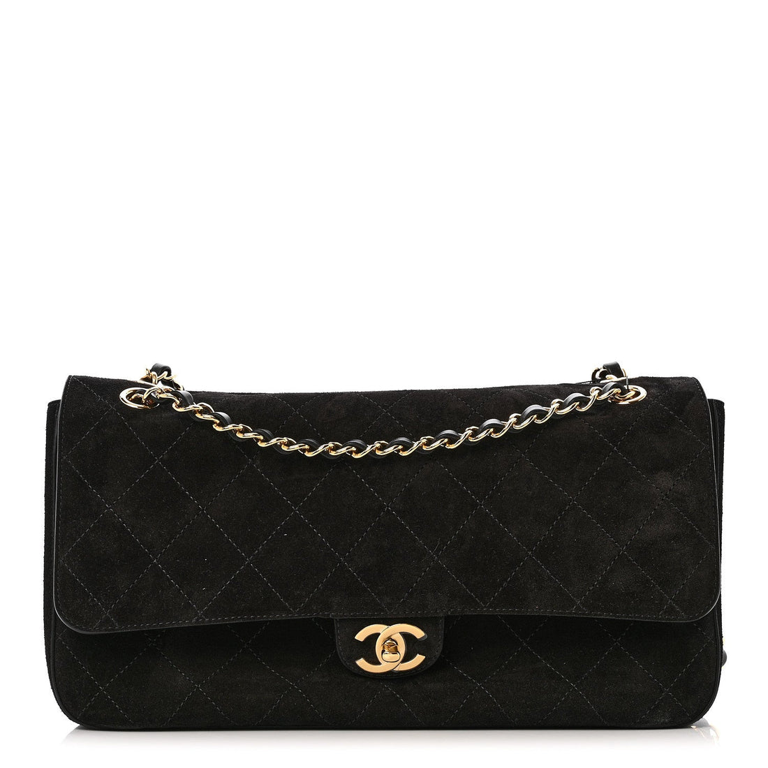 Suede Calfskin Small Souplissimo Maxi Flap Black