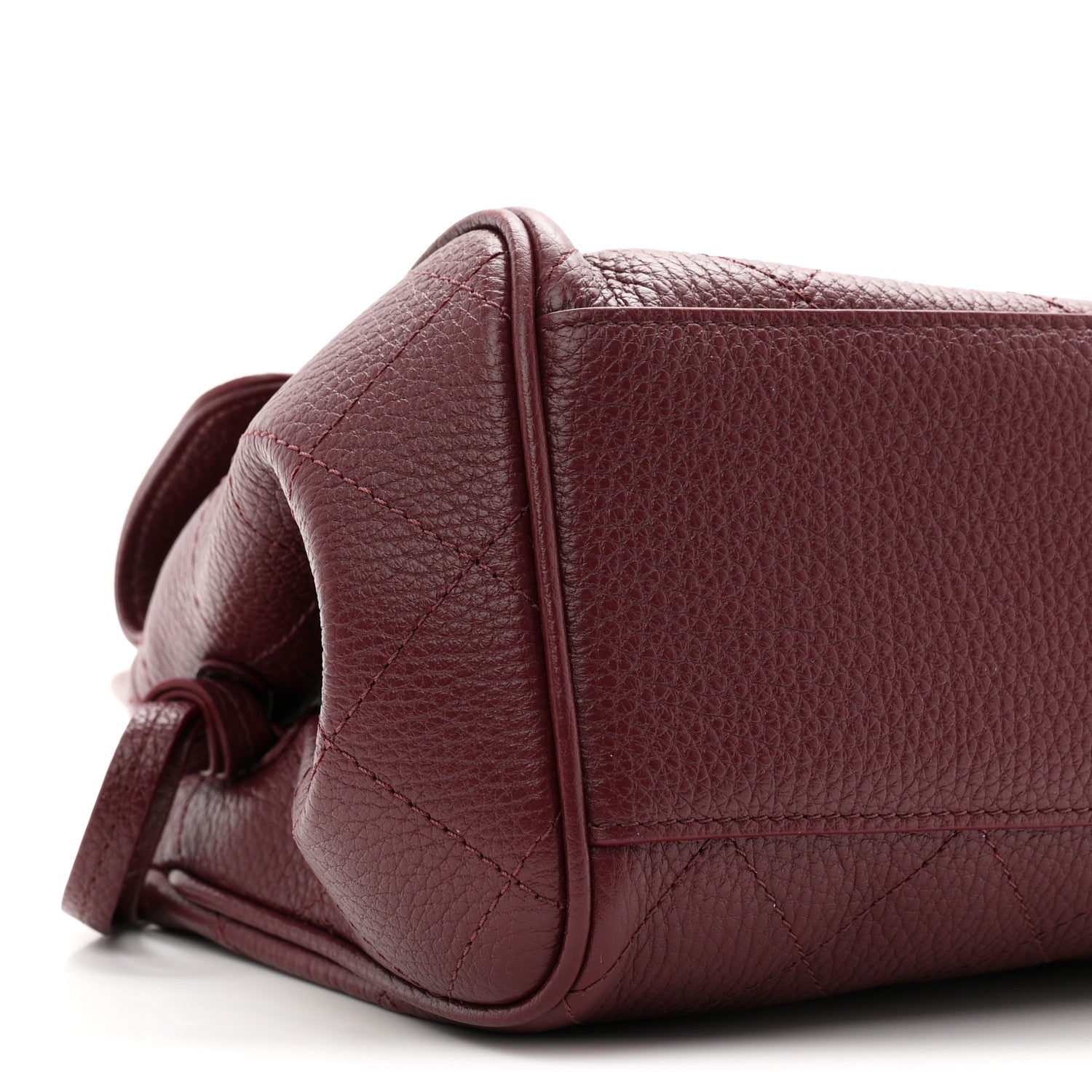 Grained Calfskin Stitched Urban Essentials Small Shopping Bag Burgundy