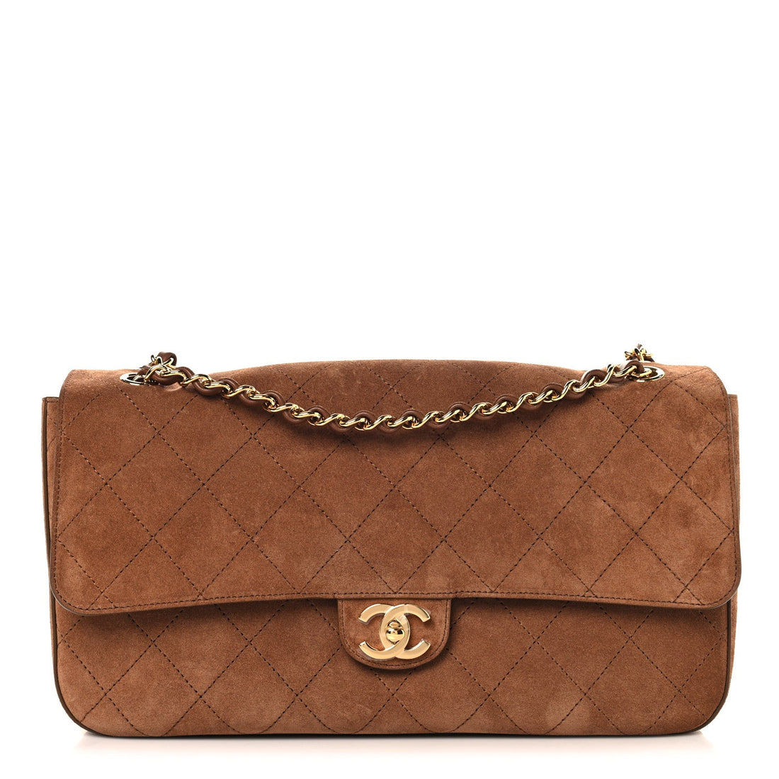 Suede Calfskin Small Souplissimo Maxi Flap Camel