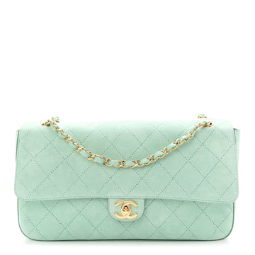 Suede Calfskin Small Souplissimo Maxi Flap Green