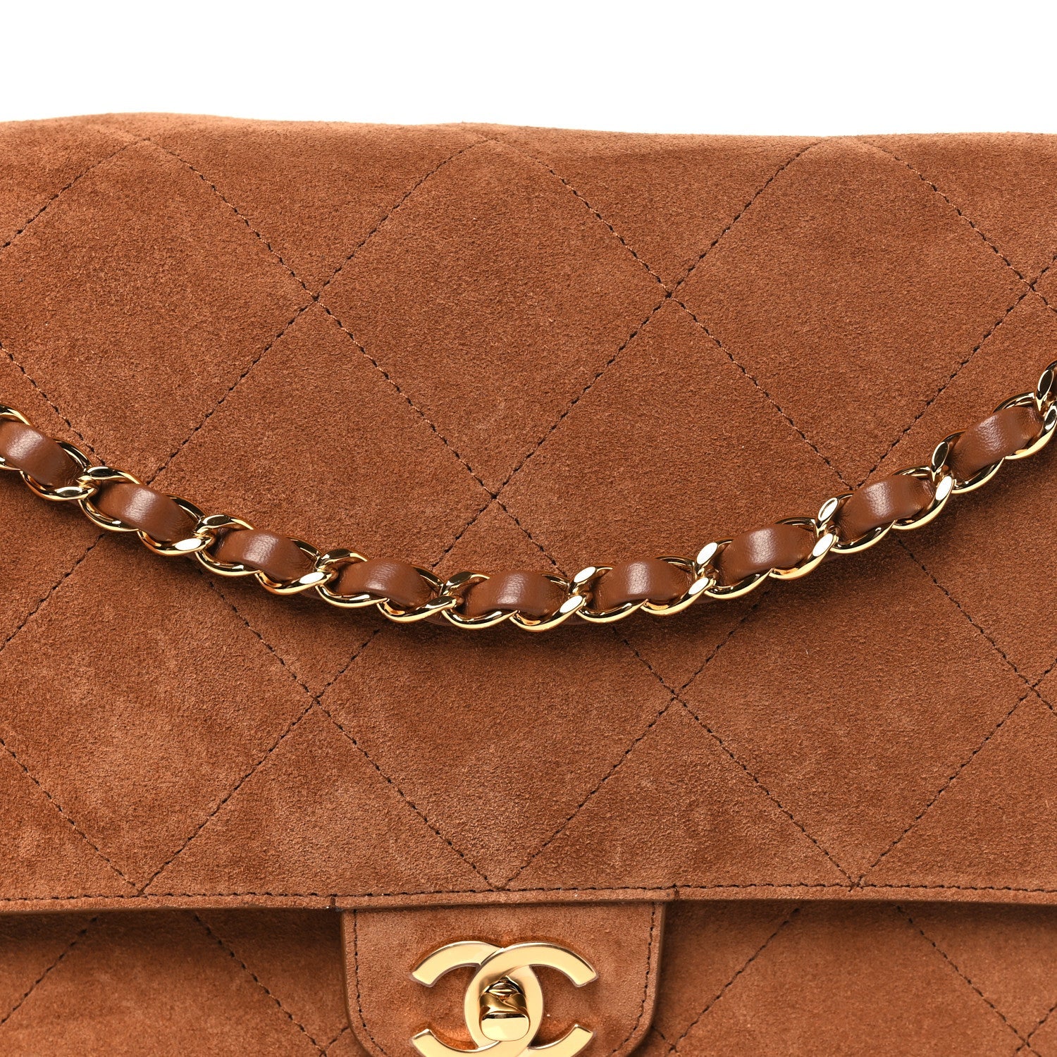 Suede Calfskin Souplissimo Maxi Flap Camel