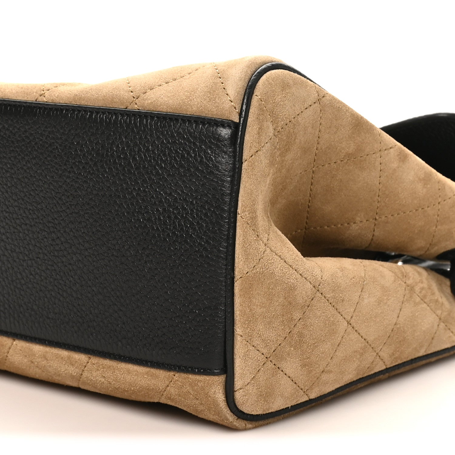 Grained Calfskin Suede Urban Essentials Large Shopping Bag Dark Beige Black