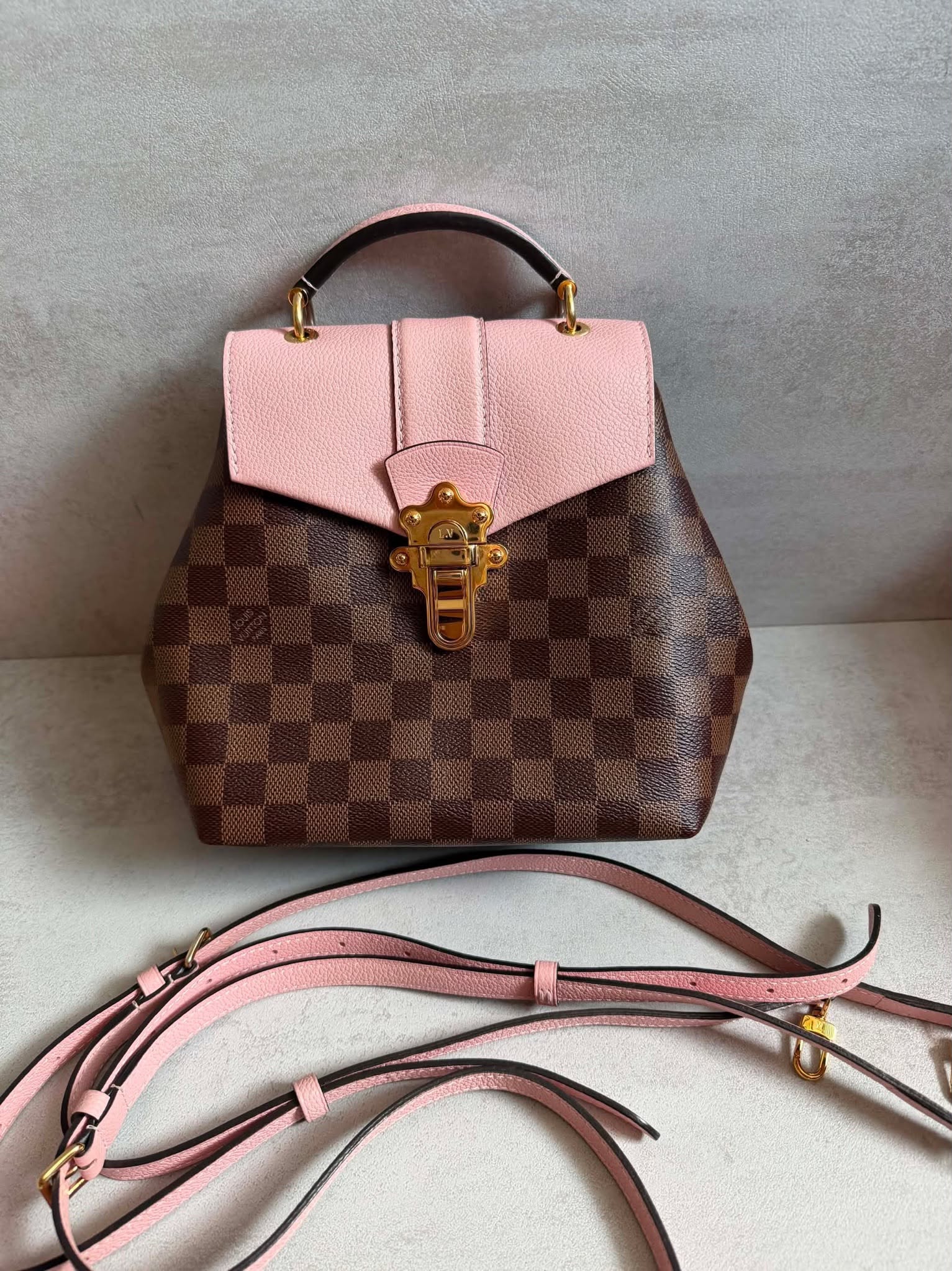 Louis Vuitton Damier Ebene Backpack – Pink Leather