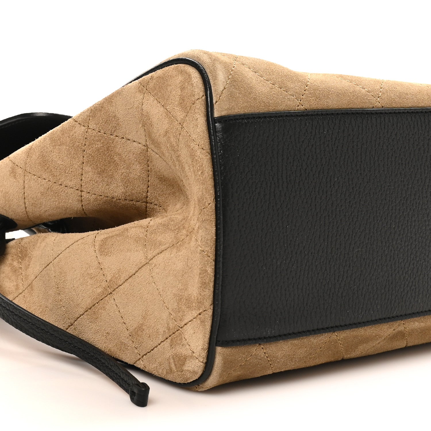 Grained Calfskin Suede Urban Essentials Large Shopping Bag Dark Beige Black
