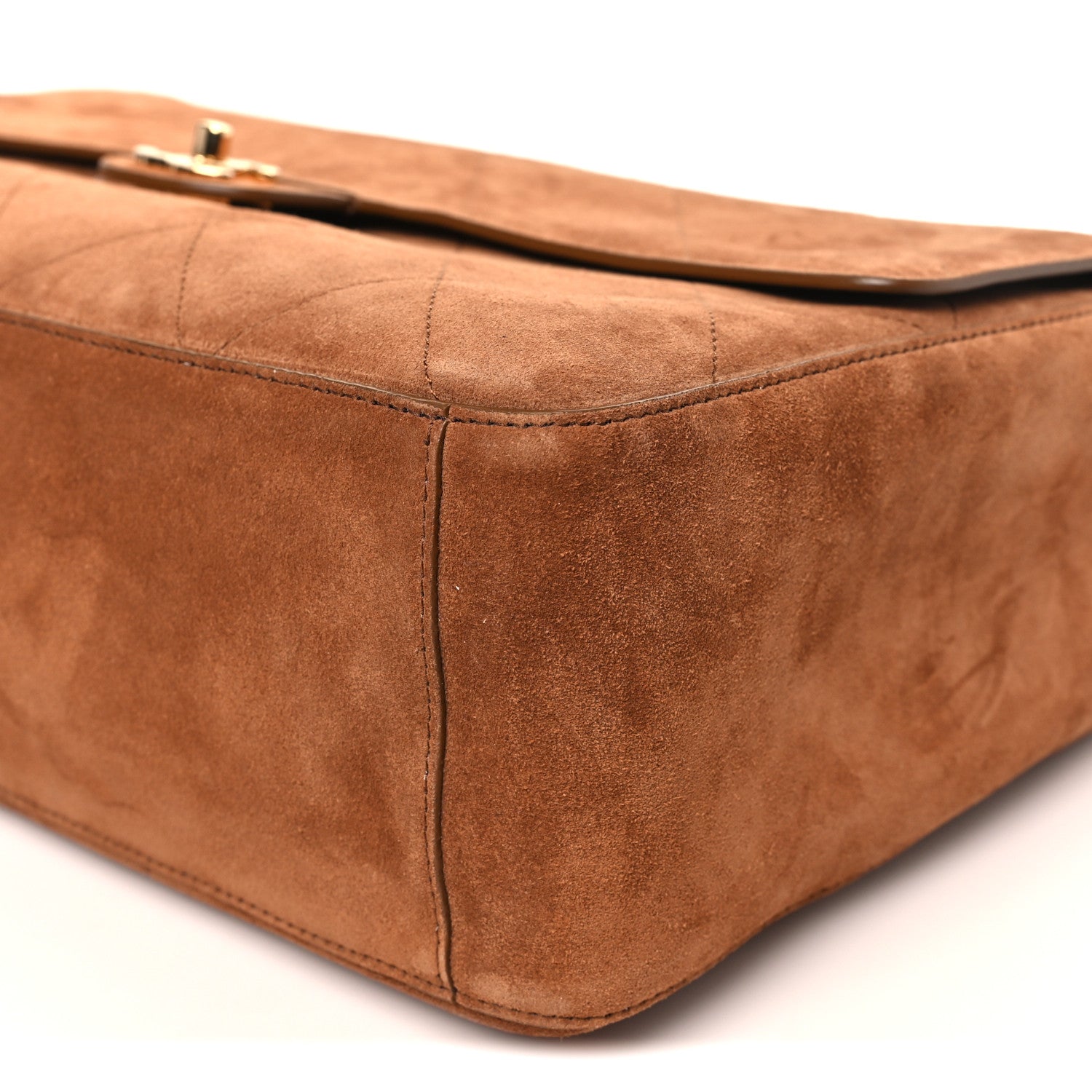 Suede Calfskin Souplissimo Maxi Flap Camel