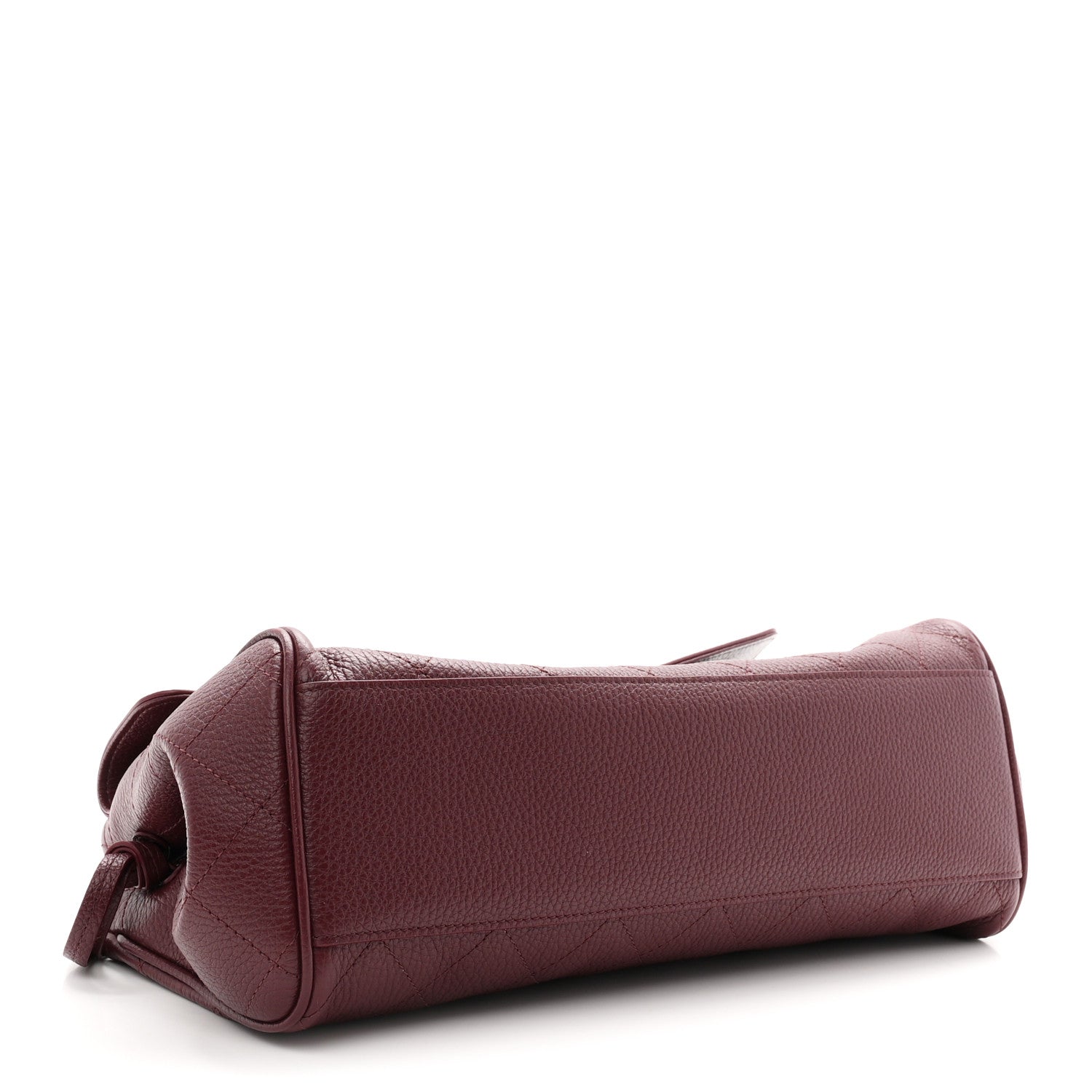 Grained Calfskin Stitched Urban Essentials Small Shopping Bag Burgundy