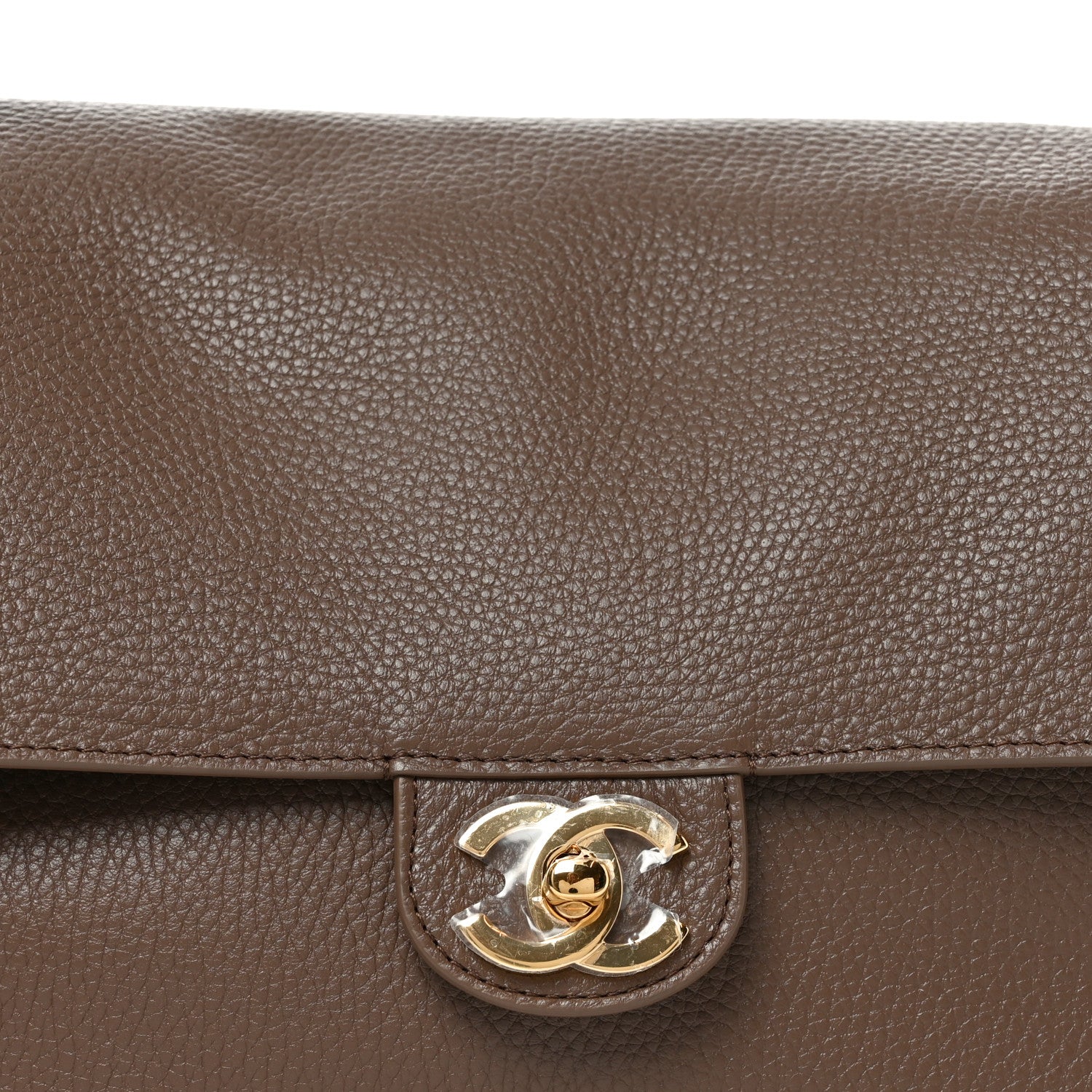 Grained Calfskin Small Souplissimo Maxi Flap Light Brown