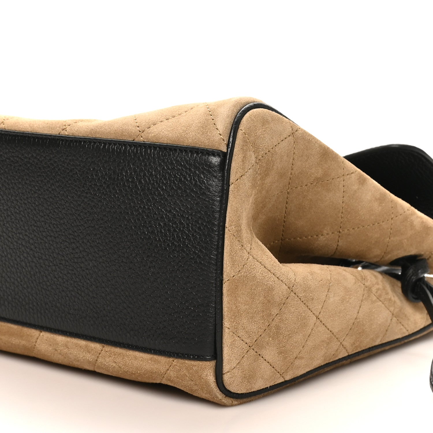 Grained Calfskin Suede Urban Essentials Large Shopping Bag Dark Beige Black
